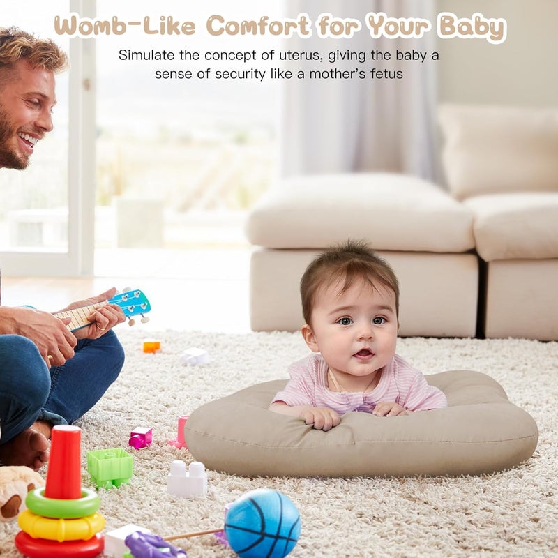 PGONEEE Baby Lounger for Newborn, Bionic Design Baby Lounger, Soft Organic Cotton Breathable Lounger for Infants 0-18 Months (Cream Grey) - Image 3
